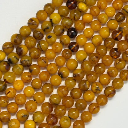 Amber Polished Round Gemstone Beads - (AA Quality)