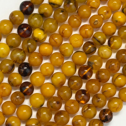 Amber Polished Round Gemstone Beads - (AA Quality)