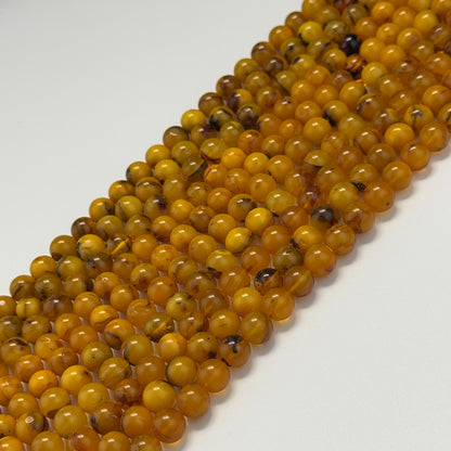Amber Polished Round Gemstone Beads - (AA Quality)