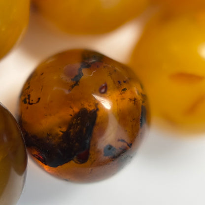 Amber Polished Round Gemstone Beads - (AA Quality)