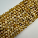 Yellow Banded Calcite Beads - Polished Round