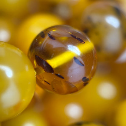 Amber Polished Round Gemstone Beads - (AA Quality)