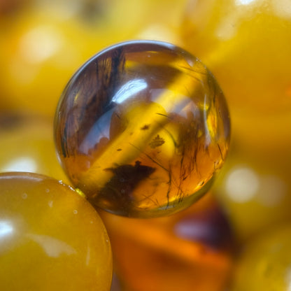 Amber Polished Round Gemstone Beads - (AA Quality)