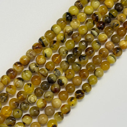 Amber Polished Round Gemstone Beads - (AA Quality)
