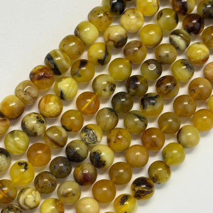Amber Polished Round Gemstone Beads - (AA Quality)