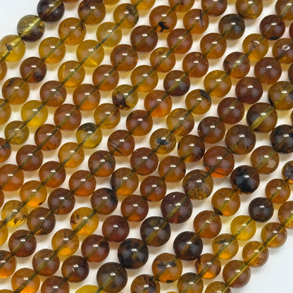 Amber Polished Round Gemstone Beads - (AAA Quality)