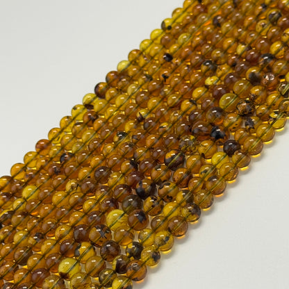Amber Polished Round Gemstone Beads - (AAA Quality)
