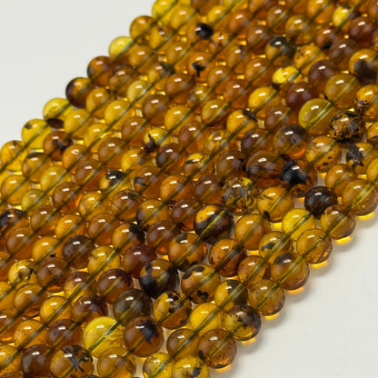 Amber Polished Round Gemstone Beads - (AAA Quality)