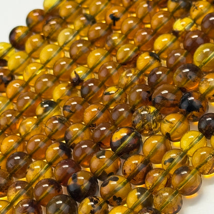 Amber Polished Round Gemstone Beads - (AAA Quality)