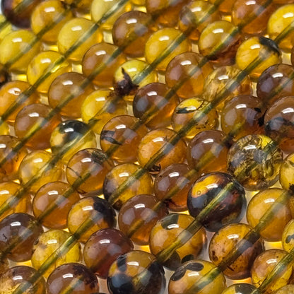 Amber Polished Round Gemstone Beads - (AAA Quality)