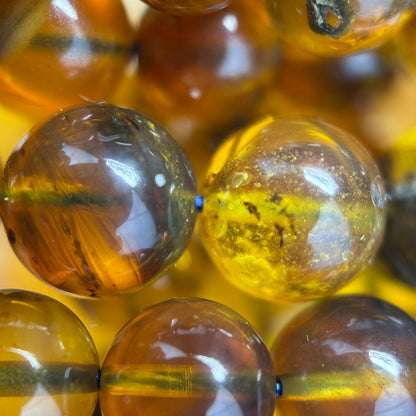 Amber Polished Round Gemstone Beads - (AAA Quality)