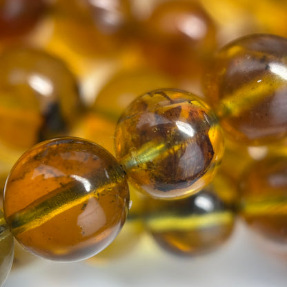 Amber Polished Round Gemstone Beads - (AAA Quality)