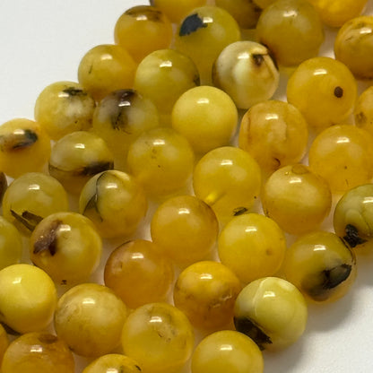 Amber Polished Round Gemstone Beads - (AA Quality)