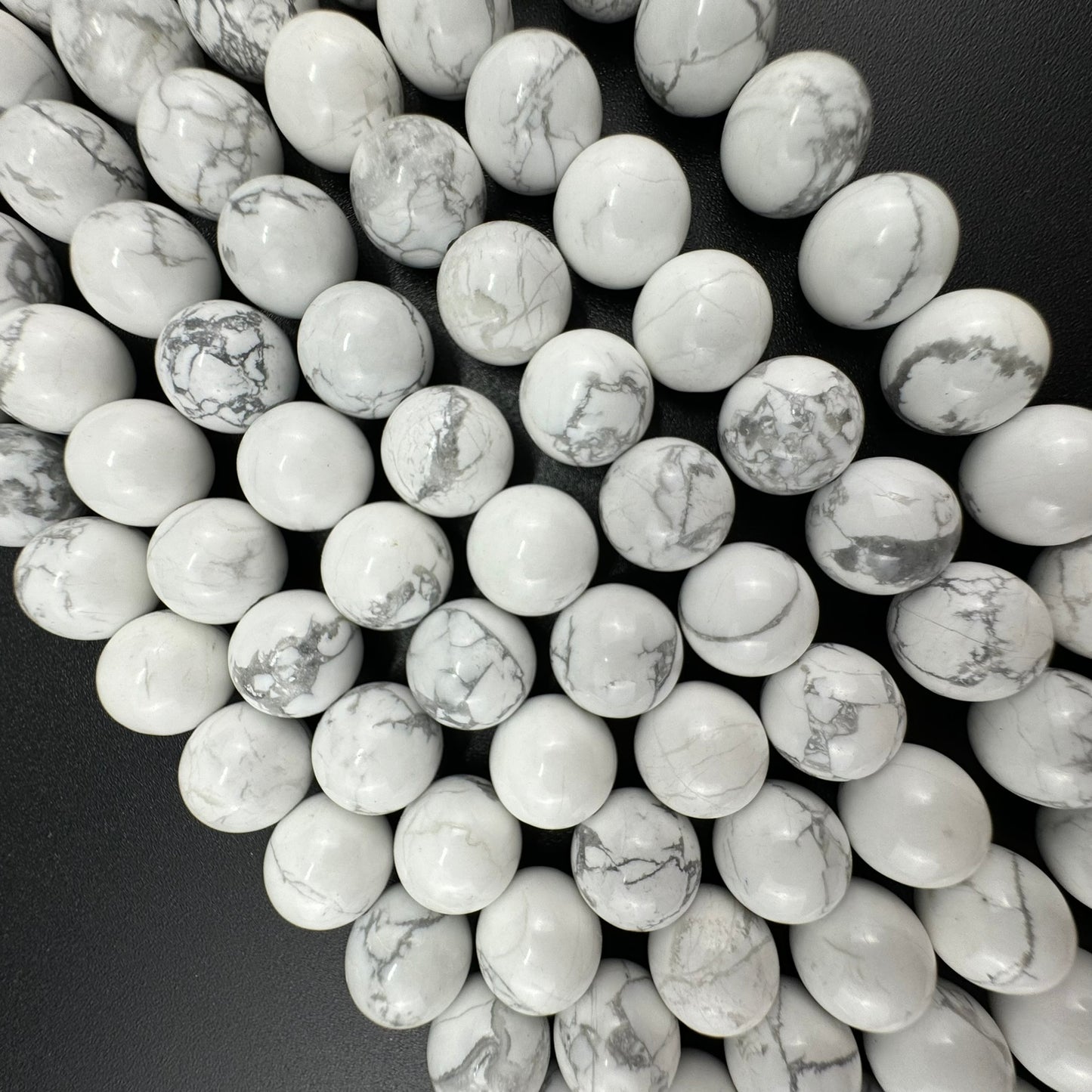 White Howlite Beads -  Polished Round