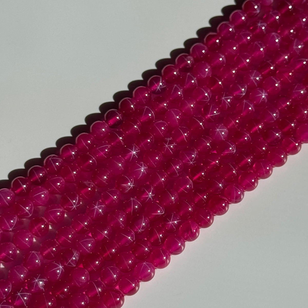 Synthetic Star Ruby Polished Round Gemstone Beads - (AAAA Quality)