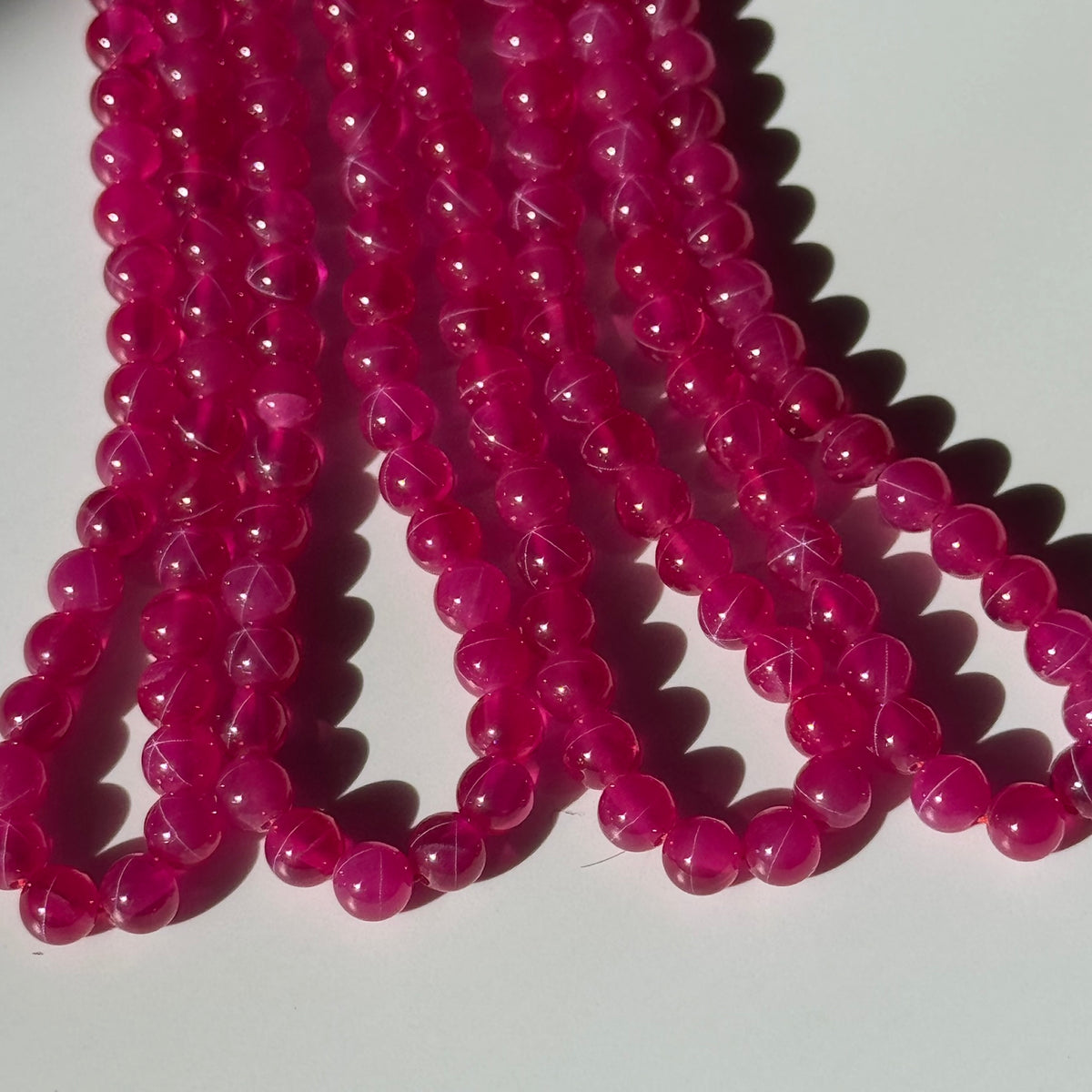 Synthetic Star Ruby Polished Round Gemstone Beads - (AAAA Quality)