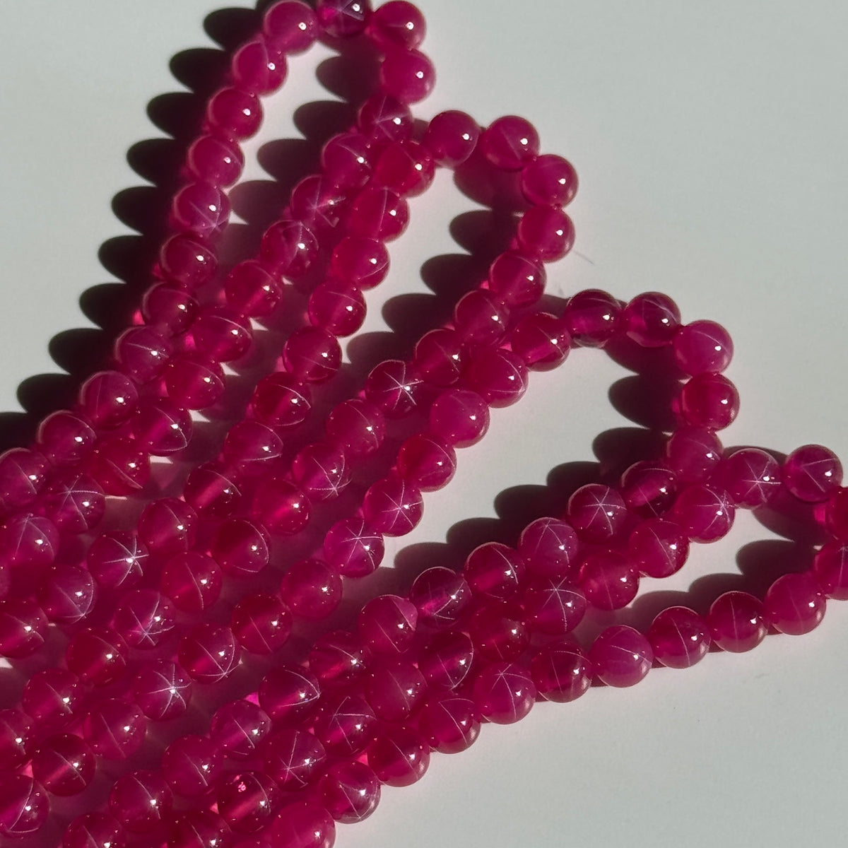 Synthetic Star Ruby Polished Round Gemstone Beads - (AAAA Quality)
