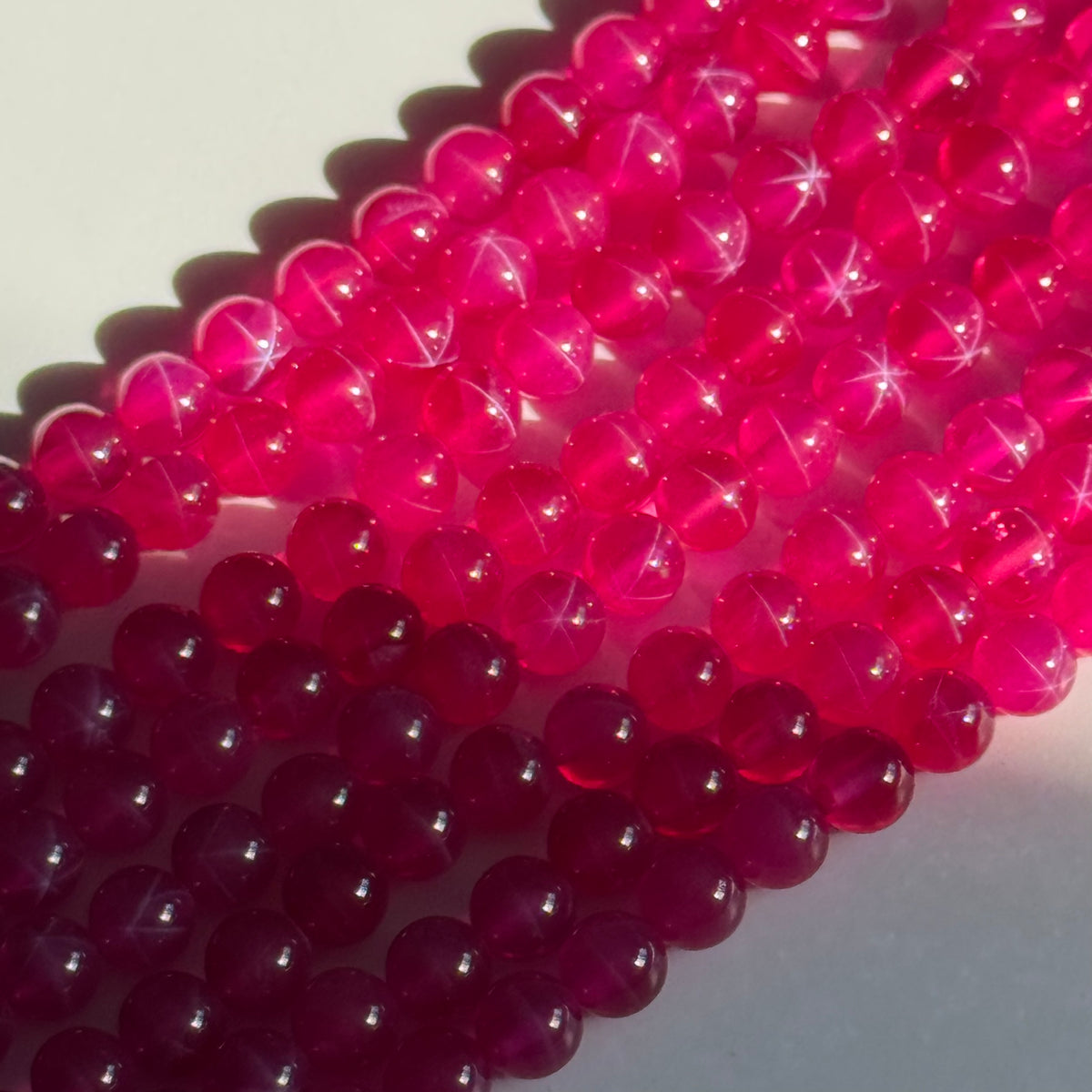 Synthetic Star Ruby Polished Round Gemstone Beads - (AAAA Quality)