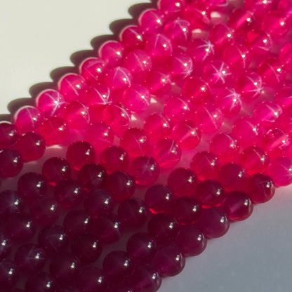 Synthetic Star Ruby Polished Round Gemstone Beads - (AAAA Quality)