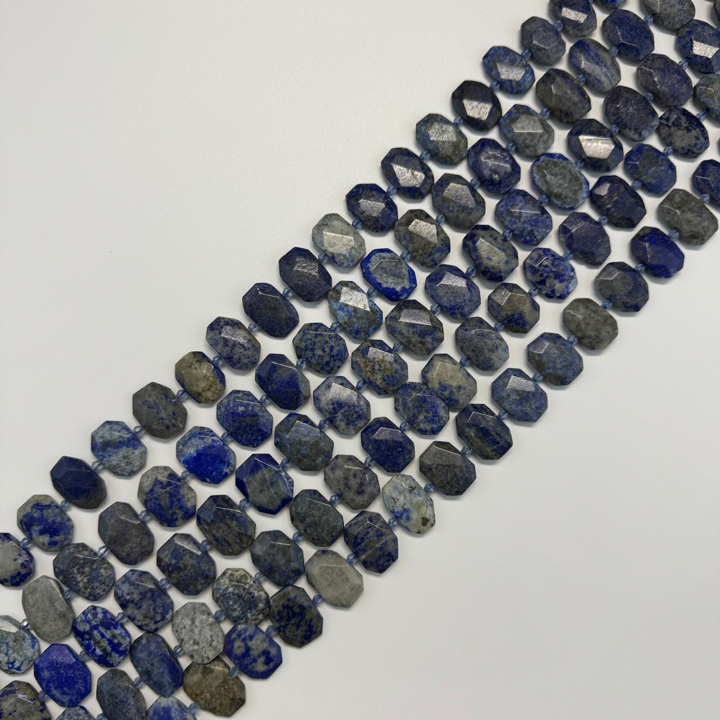 Lapis Lazuli Faceted Cusion-Cut Natural Blue Gemstone Beads (B Quality)