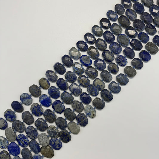 Lapis Lazuli Faceted Cusion-Cut Natural Blue Gemstone Beads (B Quality)