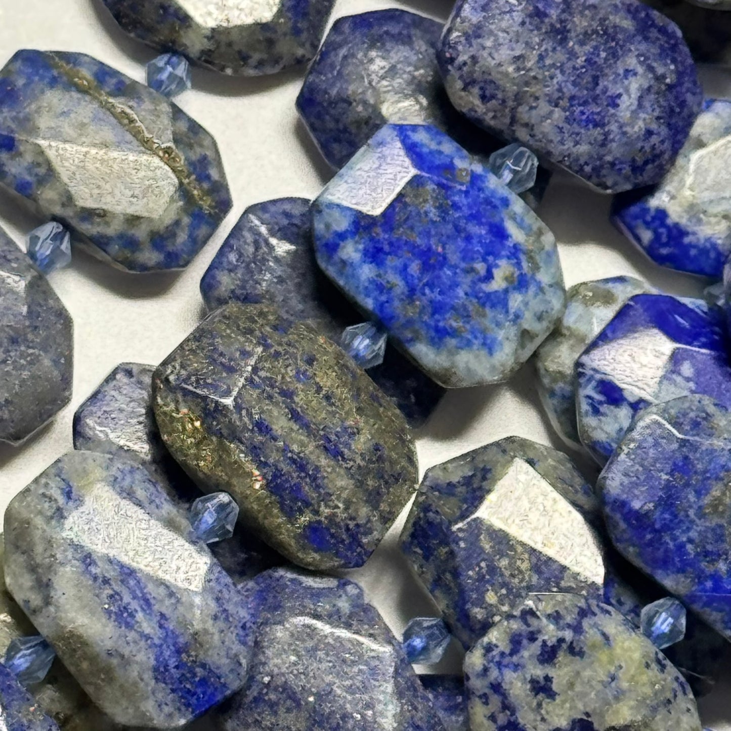 Lapis Lazuli Faceted Cusion-Cut Natural Blue Gemstone Beads (B Quality)