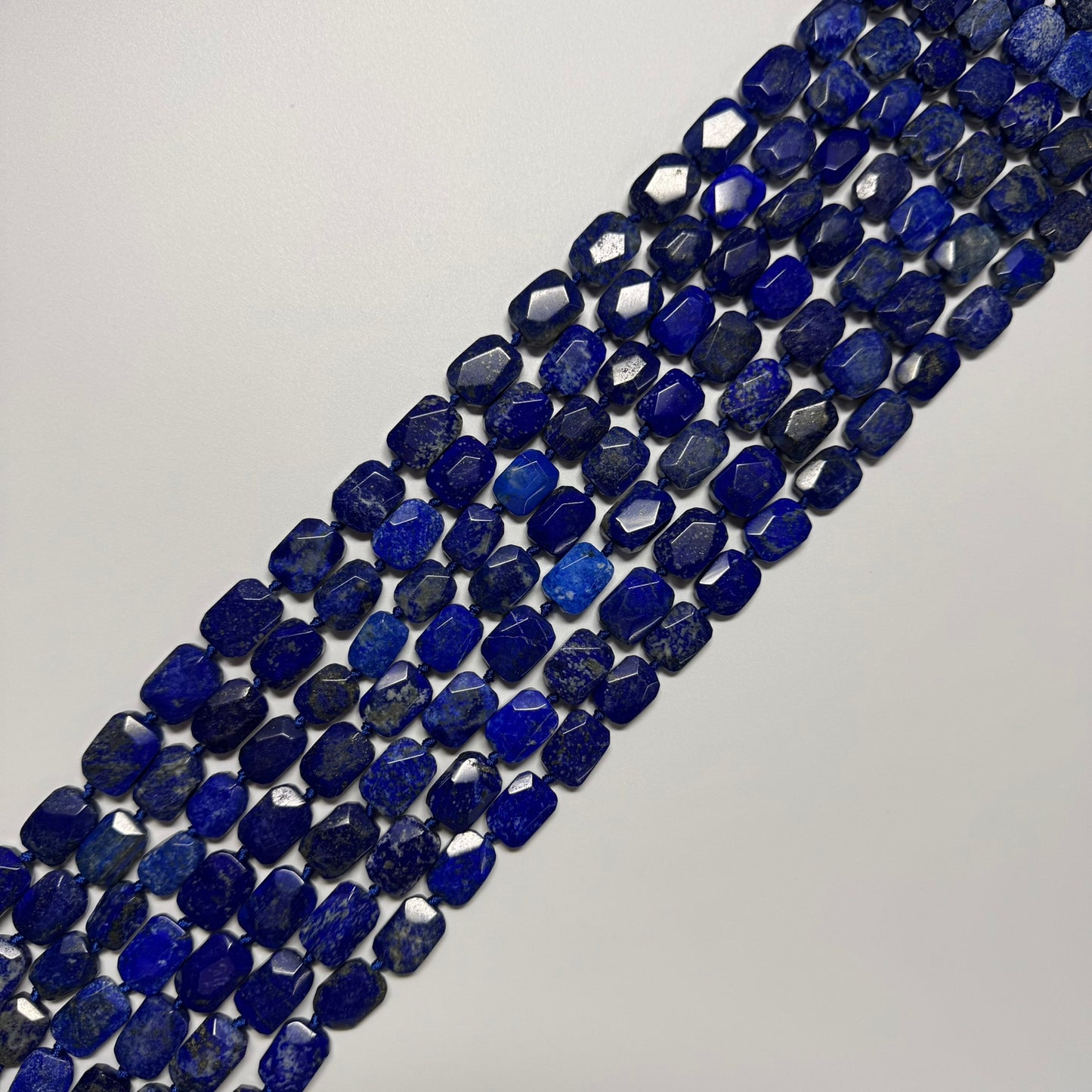 Faceted Cusion-Cut Lapis Lazuli Beads – Natural Navy Blue Gemstone