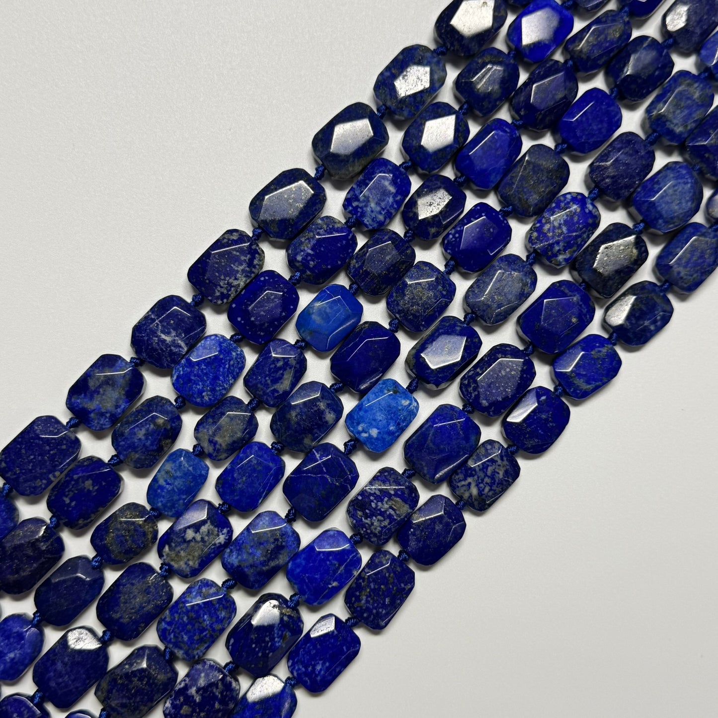 Faceted Cusion-Cut Lapis Lazuli Beads – Natural Navy Blue Gemstone