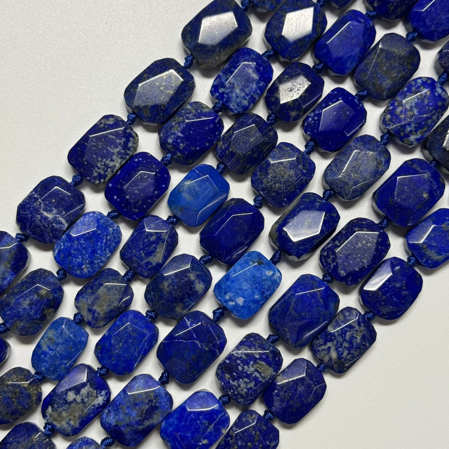 Faceted Cusion-Cut Lapis Lazuli Beads – Natural Navy Blue Gemstone