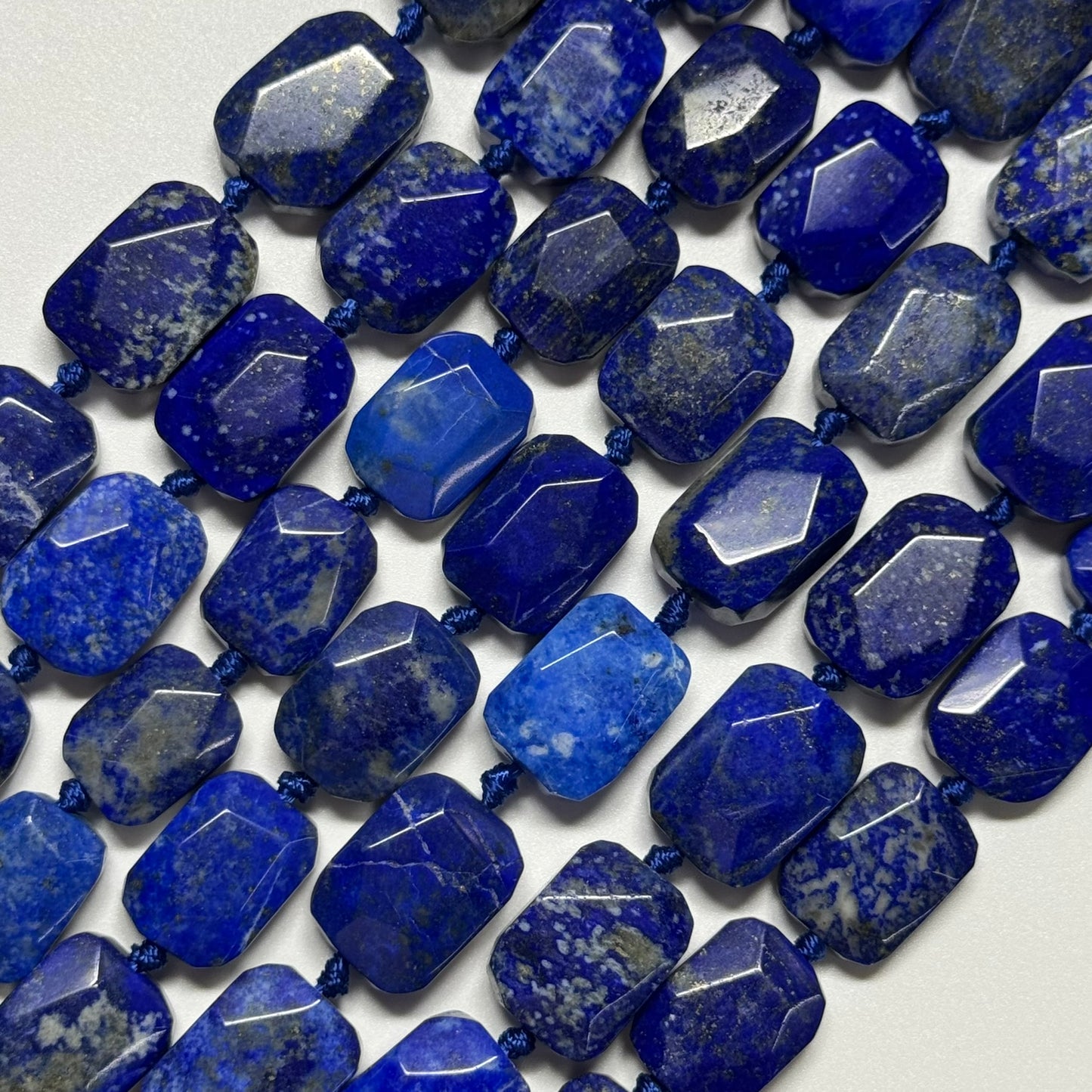 Faceted Cusion-Cut Lapis Lazuli Beads – Natural Navy Blue Gemstone
