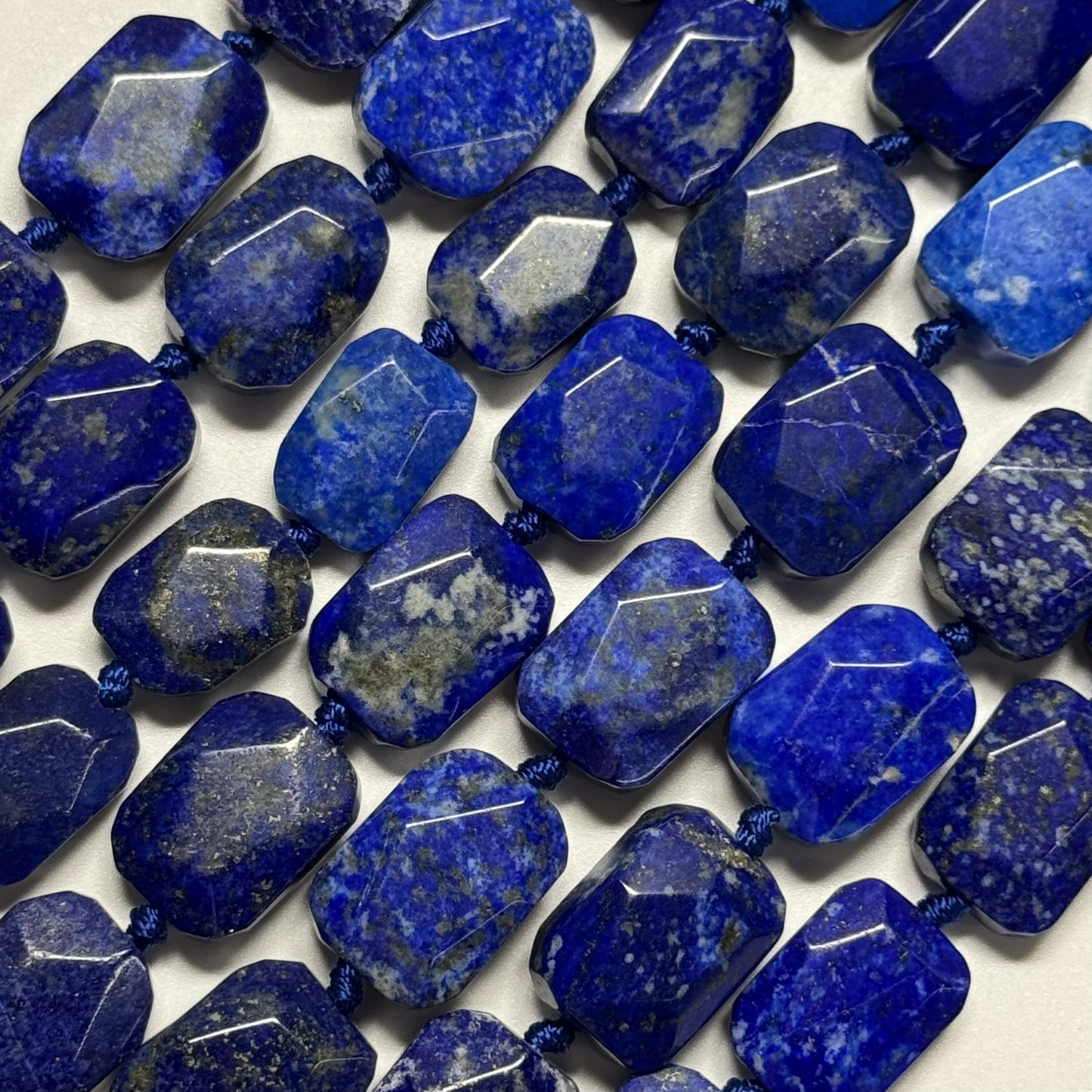 Faceted Cusion-Cut Lapis Lazuli Beads – Natural Navy Blue Gemstone