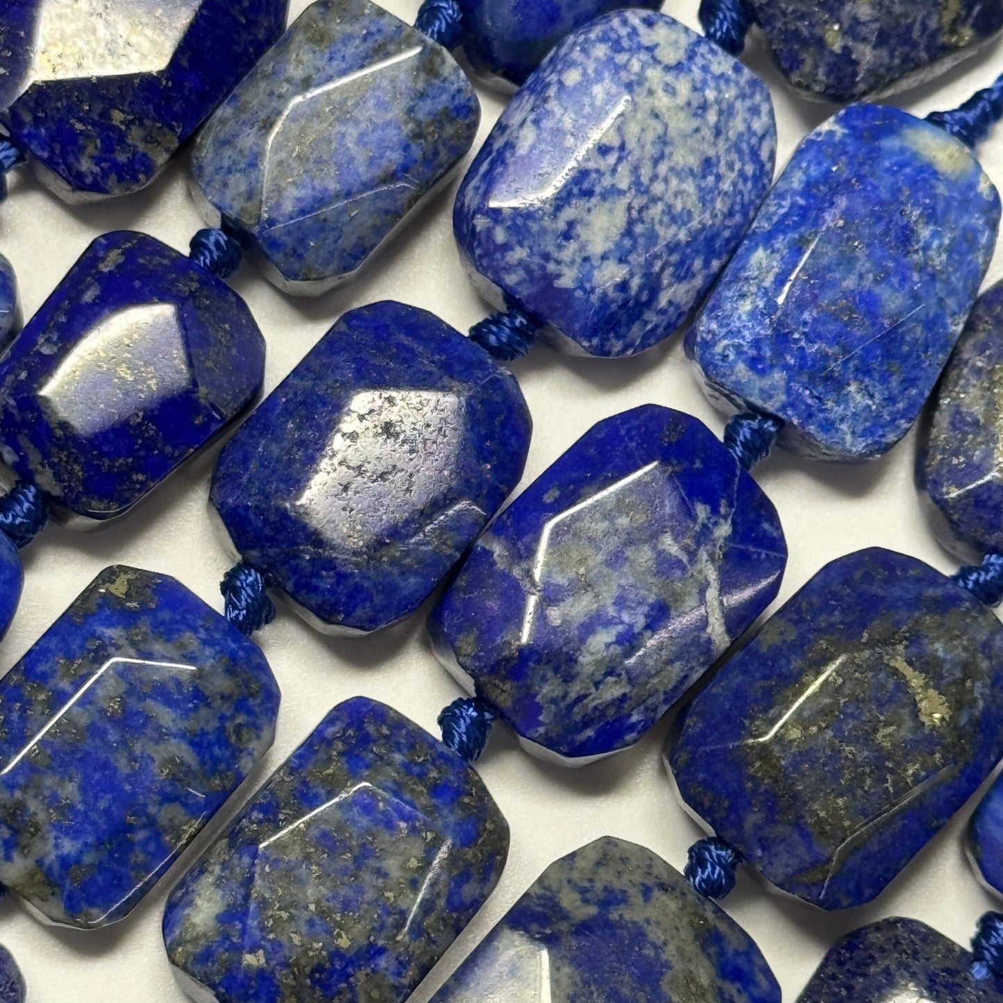 Faceted Cusion-Cut Lapis Lazuli Beads – Natural Navy Blue Gemstone