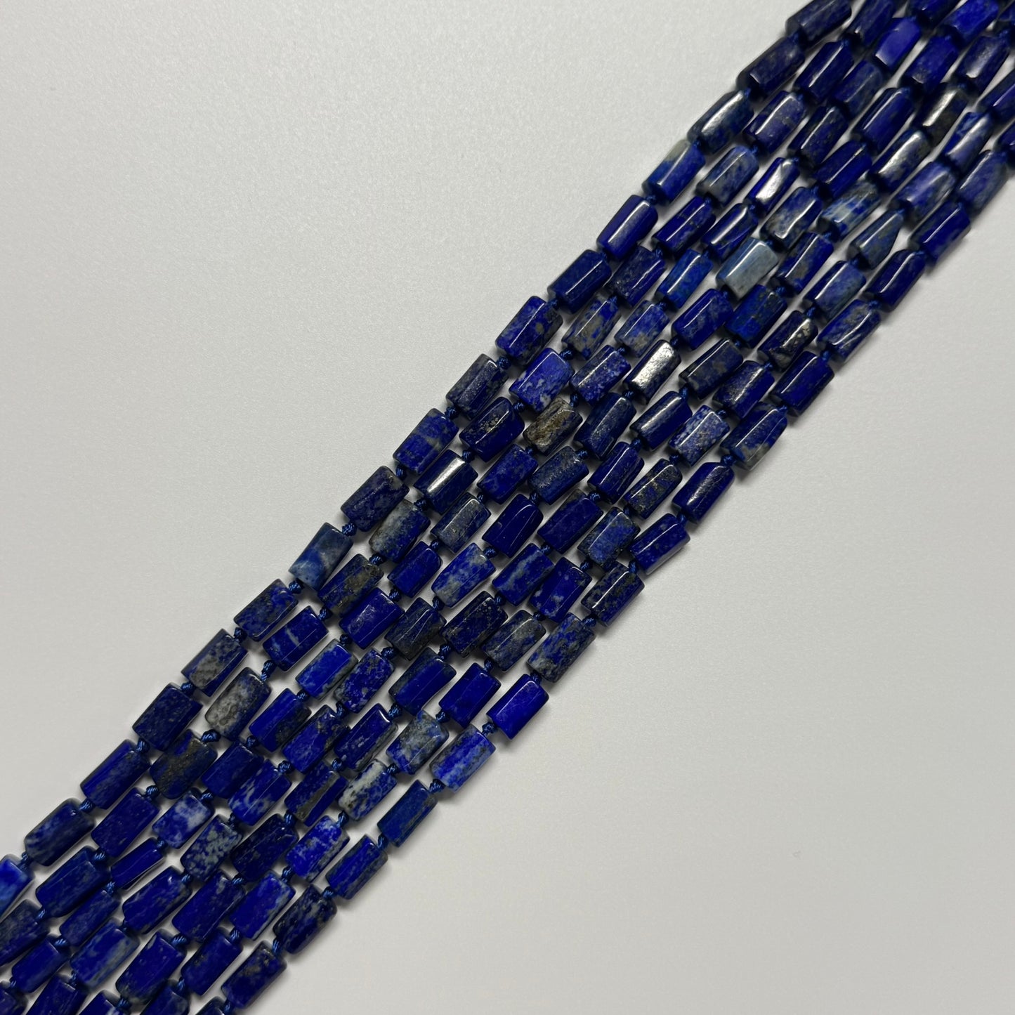 Faceted Tube Lapis Lazuli Beads – Natural Navy Blue Gemstone