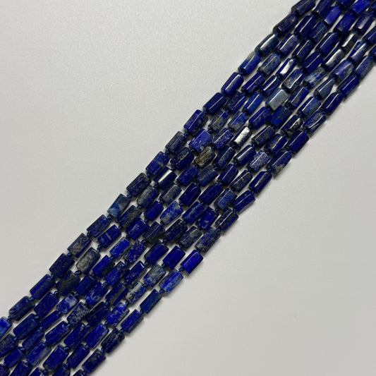 Lapis Lazuli Faceted Tube Natural Navy Blue Gemstone