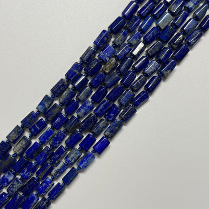 Lapis Lazuli Faceted Tube Natural Navy Blue Gemstone