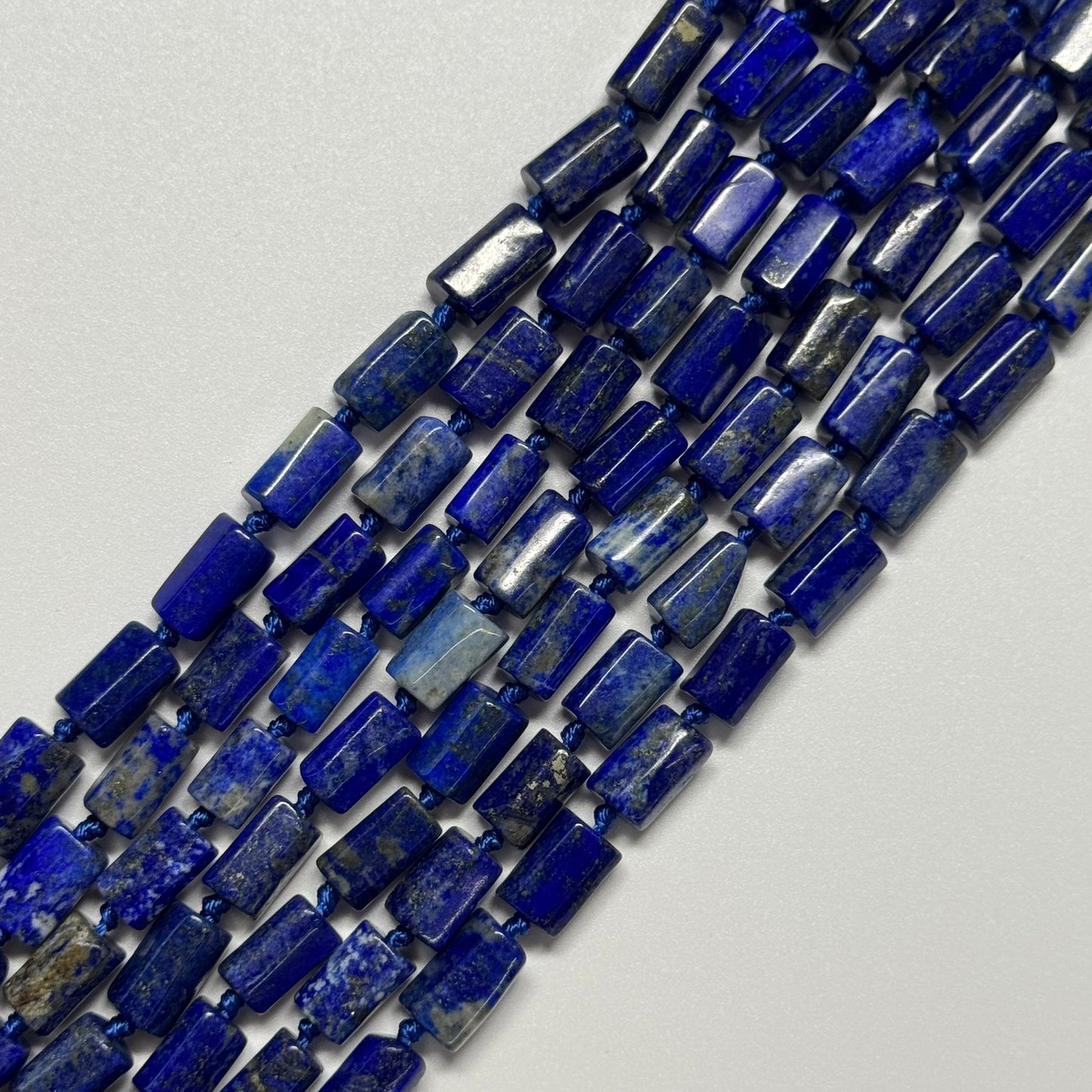 Faceted Tube Lapis Lazuli Beads – Natural Navy Blue Gemstone