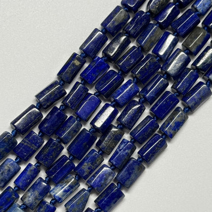 Lapis Lazuli Faceted Tube Natural Navy Blue Gemstone
