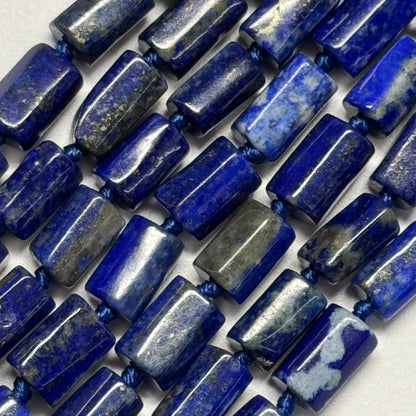 Lapis Lazuli Faceted Tube Natural Navy Blue Gemstone