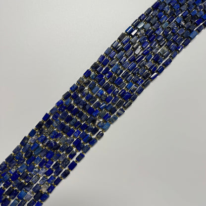 Lapis Lazuli Faceted Tube Natural Navy Blue Gemstone
