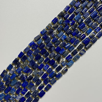 Lapis Lazuli Faceted Tube Natural Navy Blue Gemstone