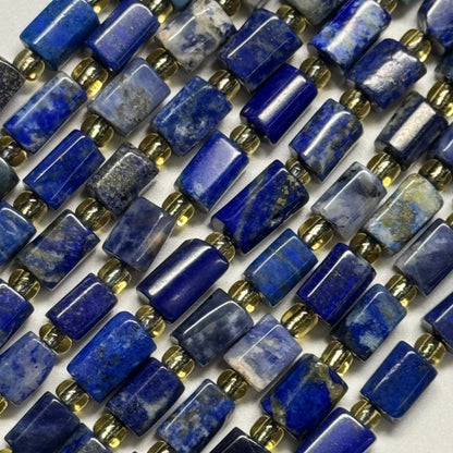 Lapis Lazuli Faceted Tube Natural Navy Blue Gemstone