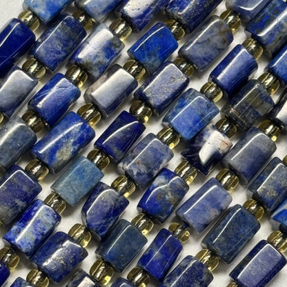 Lapis Lazuli Faceted Tube Natural Navy Blue Gemstone