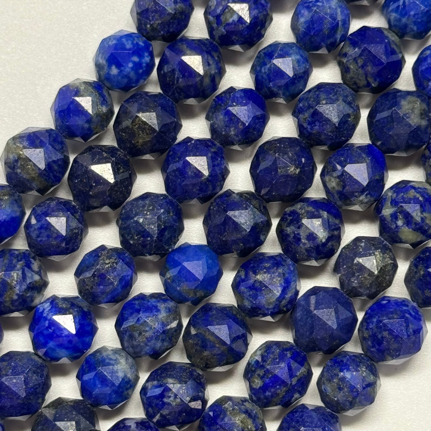 Faceted Diamond-Cut Lapis Lazuli Beads – Natural Blue Gemstone