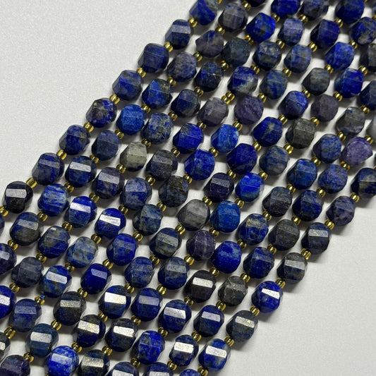 Fancy Cut Faceted Twisted Lapis Lazuli Beads – Natural Blue Gemstone