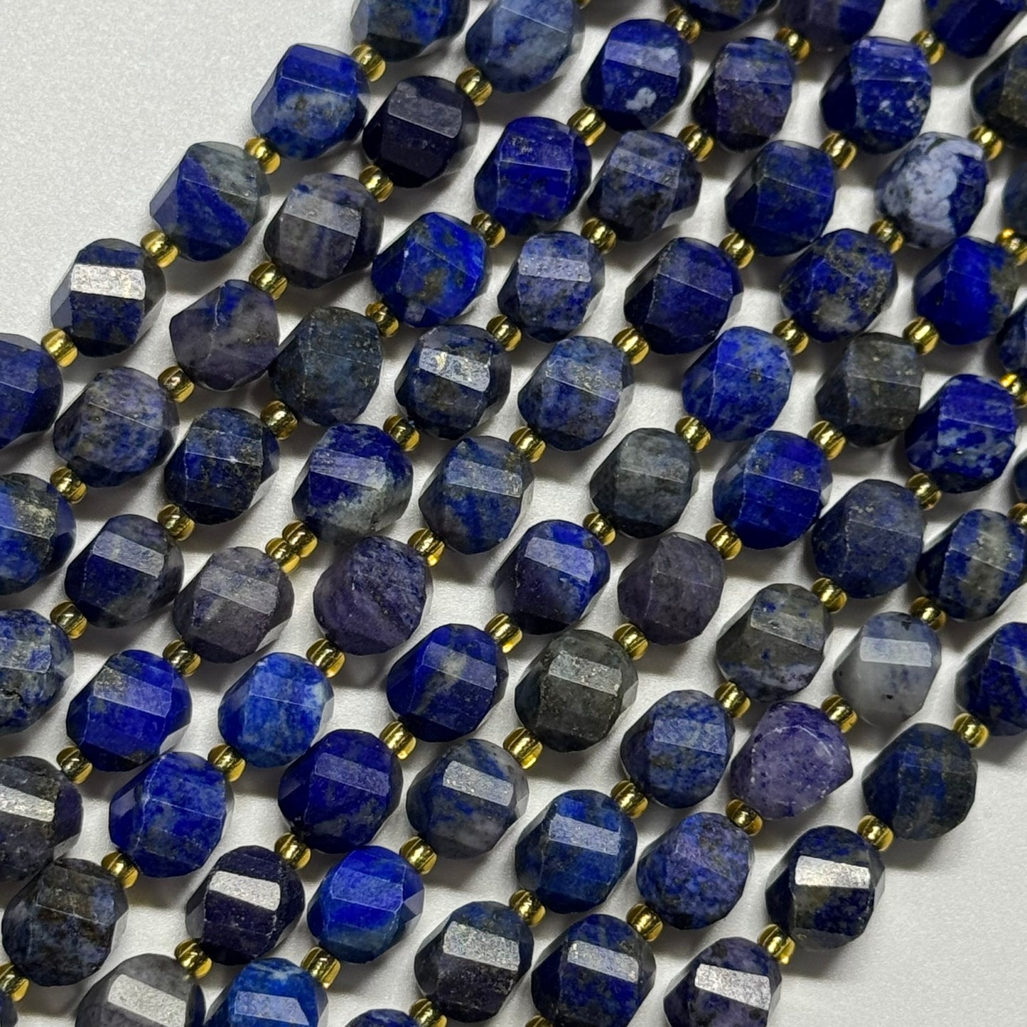 Fancy Cut Faceted Twisted Lapis Lazuli Beads – Natural Blue Gemstone