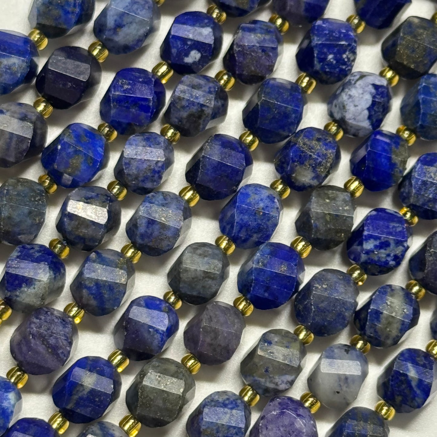 Fancy Cut Faceted Twisted Lapis Lazuli Beads – Natural Blue Gemstone
