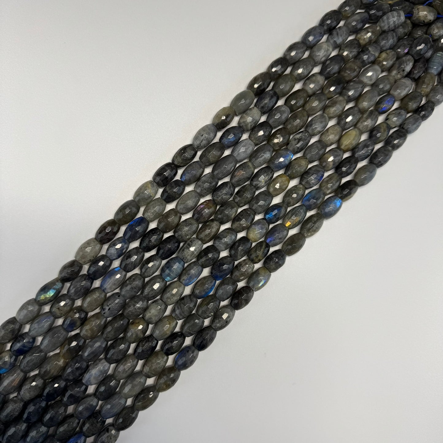 Labradorite Faceted Barrel-Shaped Gemstone Beads (A Quality)