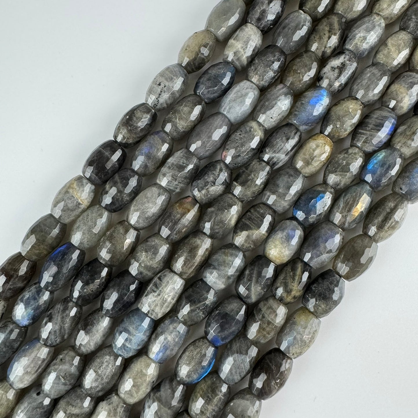 Labradorite Faceted Barrel-Shaped Gemstone Beads (A Quality)