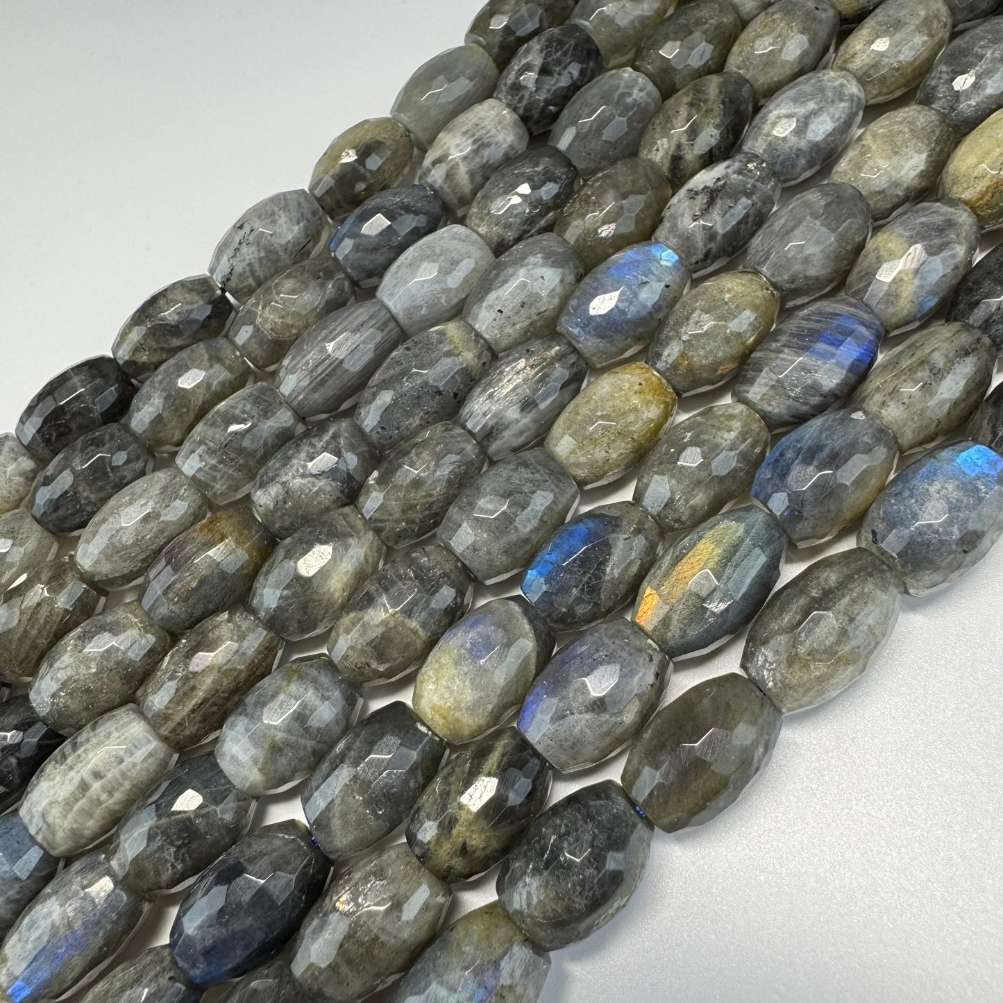Labradorite Faceted Barrel-Shaped Gemstone Beads (A Quality)