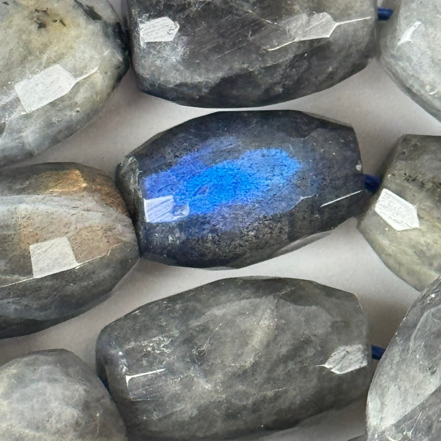 Labradorite Faceted Barrel-Shaped Gemstone Beads (A Quality)